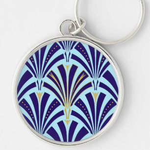 Llavero Modelo de la fan del art déco - azul del cobalto 