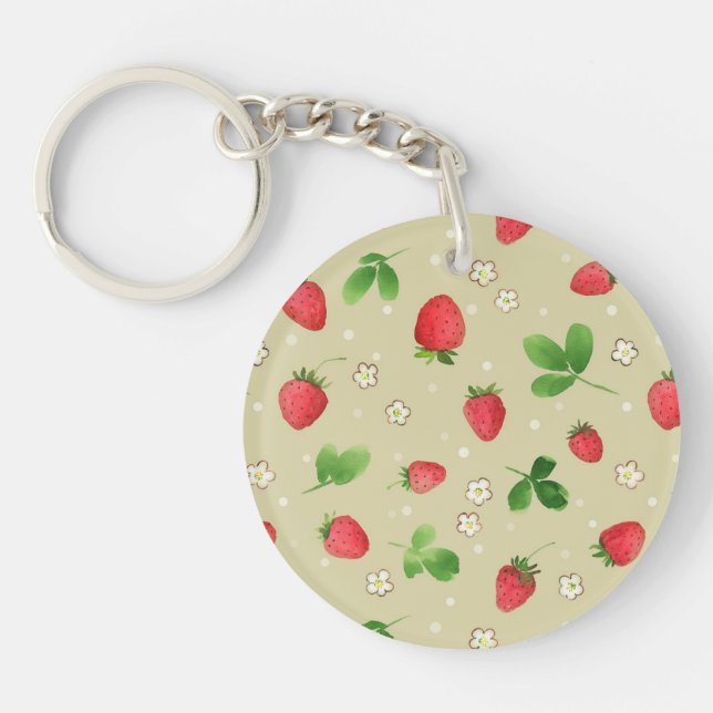 Llavero Modelo de las fresas de la acuarela (Frente)