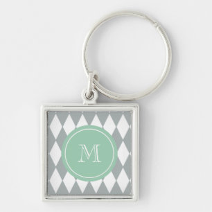 Llavero Modelo del Harlequin del blanco gris, monograma de