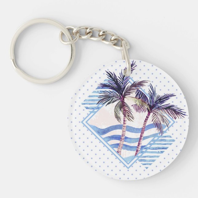 Llavero Modelo geométrico púrpura de la palmera de la (Frente)