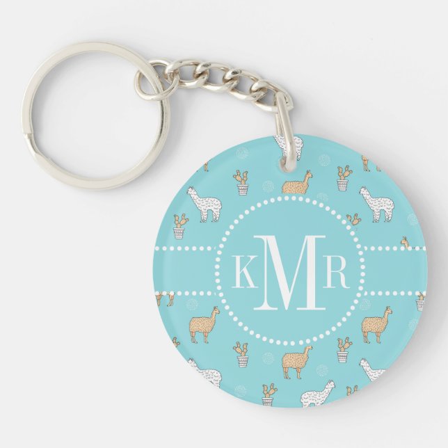 Llavero Modelo lindo del cactus de la llama de la alpaca (Frente)