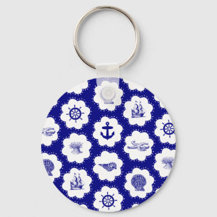 Llavero Modelo náutico del azul marino y blanco