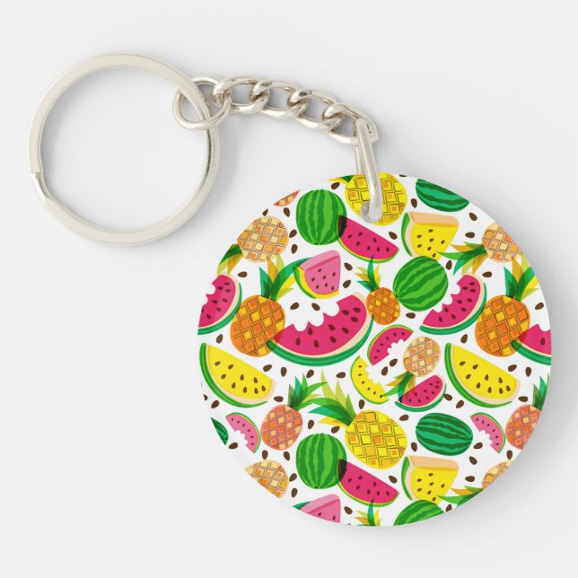Llavero Modelo rojo y amarillo de la fruta tropical (Frente)