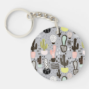 Llavero Modelo texturizado dibujado mano del cactus