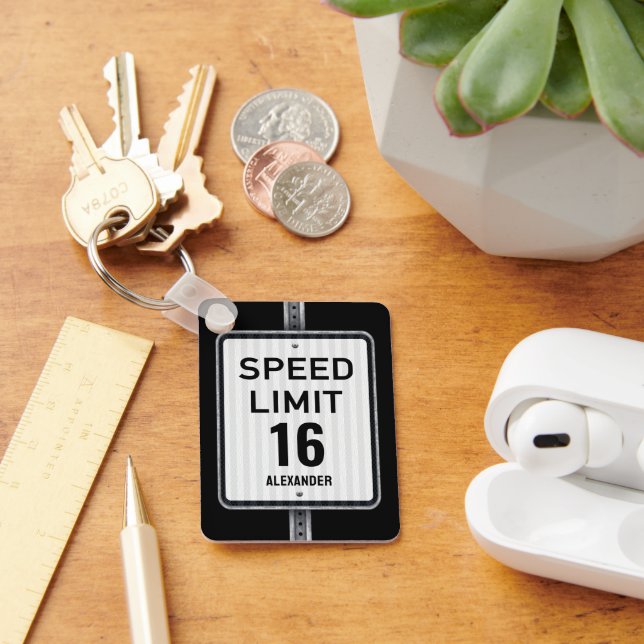 Llavero Modern 16th Birthday Speed Limit Sign (Escritorio )