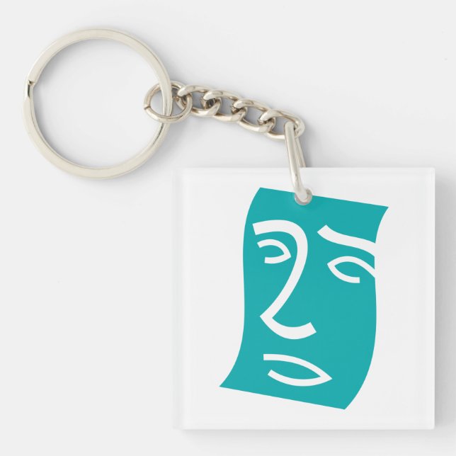 Llavero Modern Abstract Face Line Art Teal (Frente)