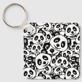 Llavero Modern Black and White Cute Panda Bear Pattern