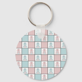 Llavero Modern Blue and Pink Easter Bunny Egg Cute Pattern