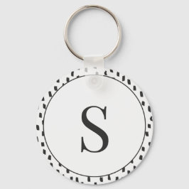 Llavero Modern Brush Strokes Black & White Monogram S