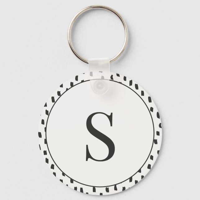 Llavero Modern Brush Strokes Black & White Monogram S (Anverso)
