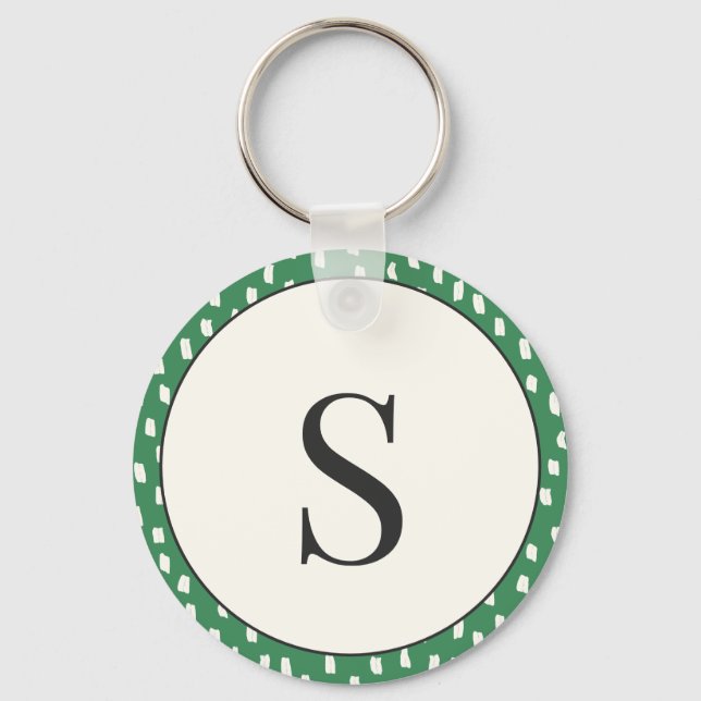 Llavero Modern Brush Strokes Leafy Green Monogram S (Anverso)