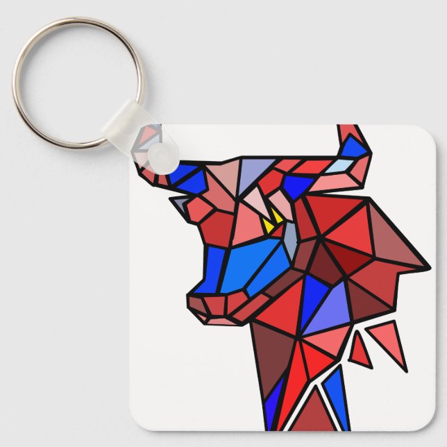 Llavero Modern Bull Icon Keychain – Clean Zodiac‑Style (Anverso)