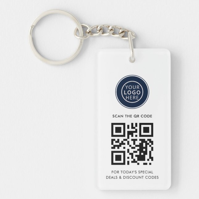 Llavero Modern Business Logo and QR Code Minimalist (Frente)