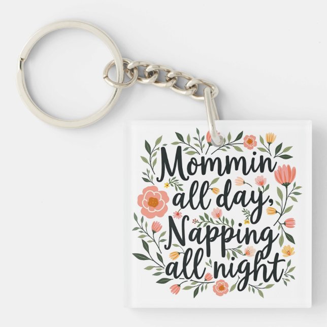 Llavero Modern Cute Floral Mama Quote (Frente)
