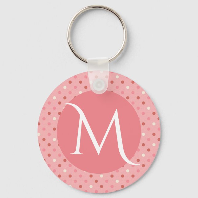 Llavero Modern Cute Pink Dotty Monogram (Anverso)