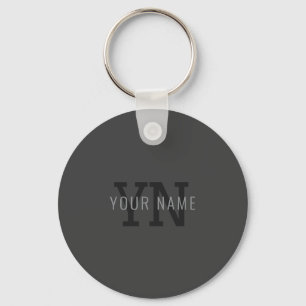 Llavero Modern Dark Gray Monogrammed Name (u otro texto)