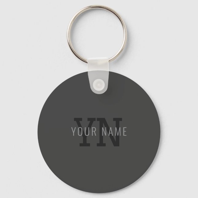 Llavero Modern Dark Gray Monogrammed Name (u otro texto) (Anverso)