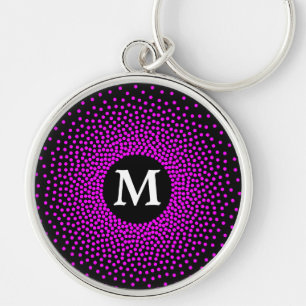Llavero Modern Magenta Dot Pattern with MONOGRAM Keychain