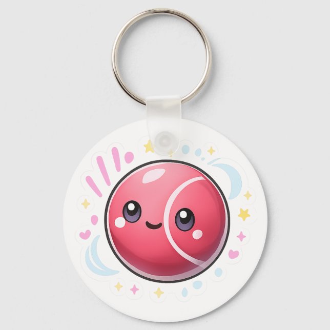 Llavero “Modern Minimal Red Ball Keychain | Pink & Blue Li (Anverso)