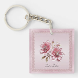Llavero Modern Pink Flowers Keychain