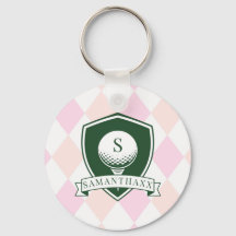 Modern Pink Pattern Name Initial Monogram Golf