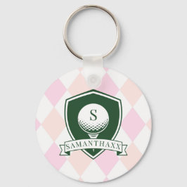 Llavero Modern Pink Pattern Name Initial Monogram Golf