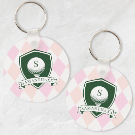Llavero Modern Pink Pattern Name Initial Monogram Golf