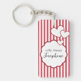 Llavero Modern Red Chalk Stripes Triple Hearts Acrylic