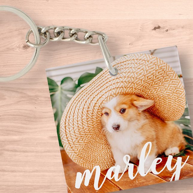 Llavero Modern Rustic Simple Custom Pet Photo (Subido por el creador)