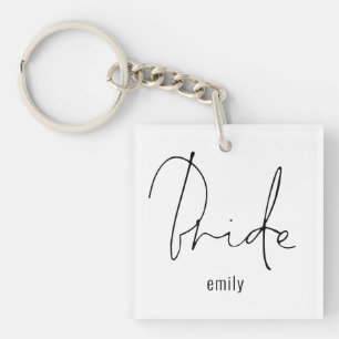 Llavero Modern Script Bride Futuro Sra. Name