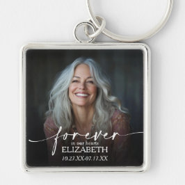 Llavero Modern Script Photo Memorial Forever in our Hearts
