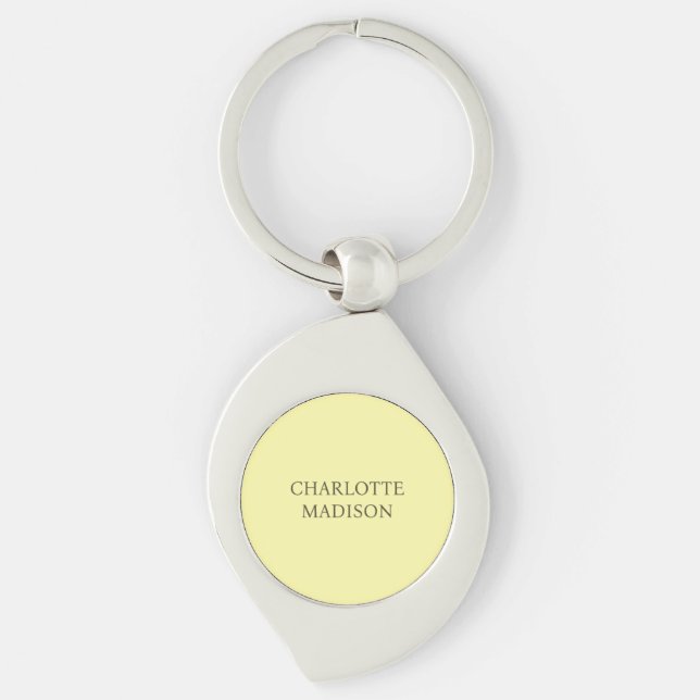 Llavero Modern Simple Cream Trendy Minimalist Plain Name (Anverso)