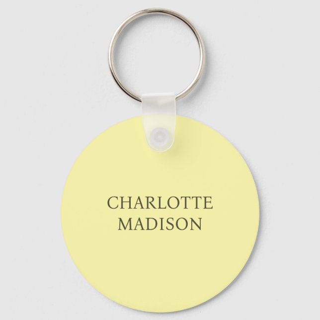 Llavero Modern Simple Cream Trendy Minimalist Plain Name (Anverso)