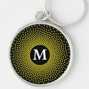 Llavero Modern Yellow Dot Pattern with MONOGRAM Keychain