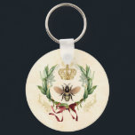 Llavero Moderna Abeja Botánica Vintage<br><div class="desc">Moderno insecto de abeja de la reina de la cosecha de la cosecha de la cosecha de la vena, follaje elegante retro de la cosecha, jardín botánico de la flor del ramo, hoja de verano floral de la primavera, dibujo de la acuarela del ilustracion de lujo, néctar de la reina...</div>