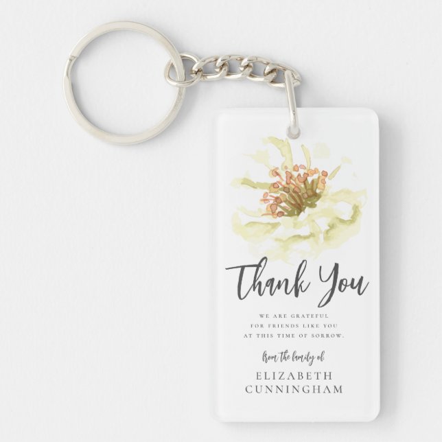 Llavero Moderna acuarela Floral Memorial Botánico Gracias (Frente)