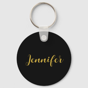 Llavero Moderna caligrafía Minimalista nombre oro negro
