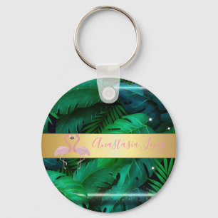 Llavero Moderna, elegante, tropical, hojas de palmera, ros