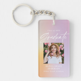 Llavero Moderna fiesta de graduación de fotos rosa con arc