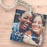 Llavero Moderna Moda Corazón de los mejores amigos Besties<br><div class="desc">El diseño se compone de divertida y divertida tipografía de escritura cursiva con fuente sans serif. Añadir una foto personalizado.</div>