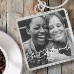 Llavero Moderna Moda Corazón de los mejores amigos Besties<br><div class="desc">El diseño se compone de divertida y divertida tipografía de escritura cursiva con fuente sans serif. Añadir una foto personalizado.</div>