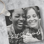 Llavero Moderna Moda Corazón de los mejores amigos Besties<br><div class="desc">El diseño se compone de divertida y divertida tipografía de escritura cursiva con fuente sans serif. Añadir una foto personalizado.</div>