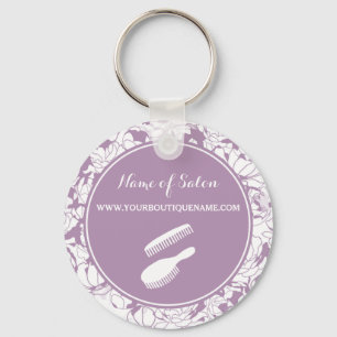 Llavero Moderna morada floral de pelo y belleza Boutique