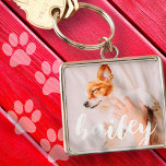 Llavero Moderna y lúdica foto de Mascota de Moda simple y<br><div class="desc">Este diseño sencillo y clásico está compuesto por tipografía de la síspera y añada una foto personalizado de su mascota.</div>
