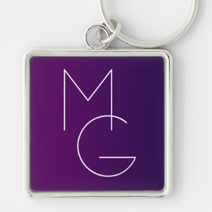Llavero Modernas 2 Iniciales   Ombre Sutil Deep Purple