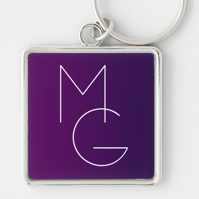 Llavero Modernas 2 Iniciales | Ombre Sutil Deep Purple (Frente)
