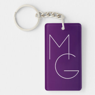 Llavero Modernas 2 Iniciales Ombre Sutil Deep Purple