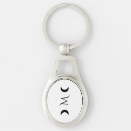 Llavero Modernas lunas de media luna negro y blanco