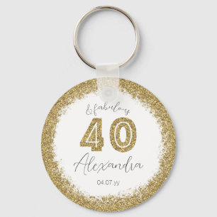 Llavero Moderno 40 y Fabuloso Gitter de oro personalizado