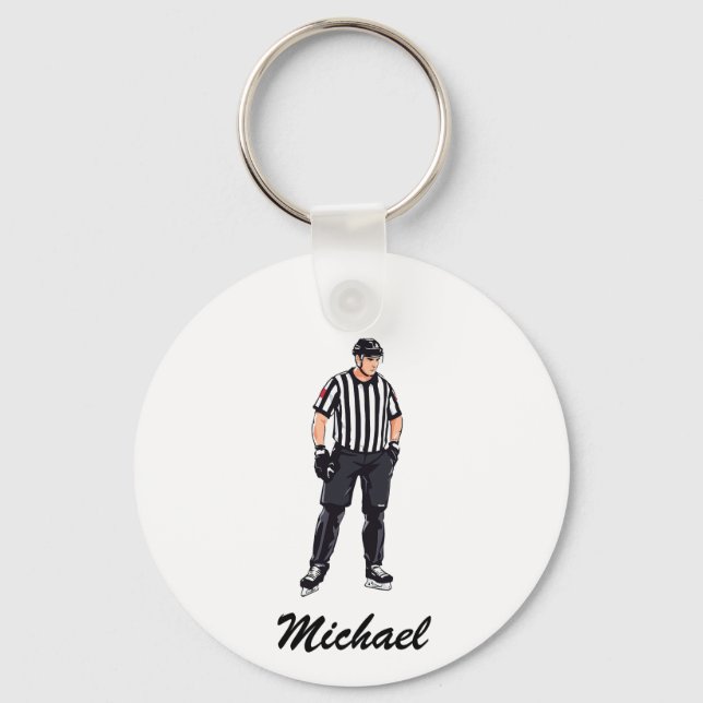 Llavero Moderno árbitro de hockey sobre hielo personalizad (Anverso)